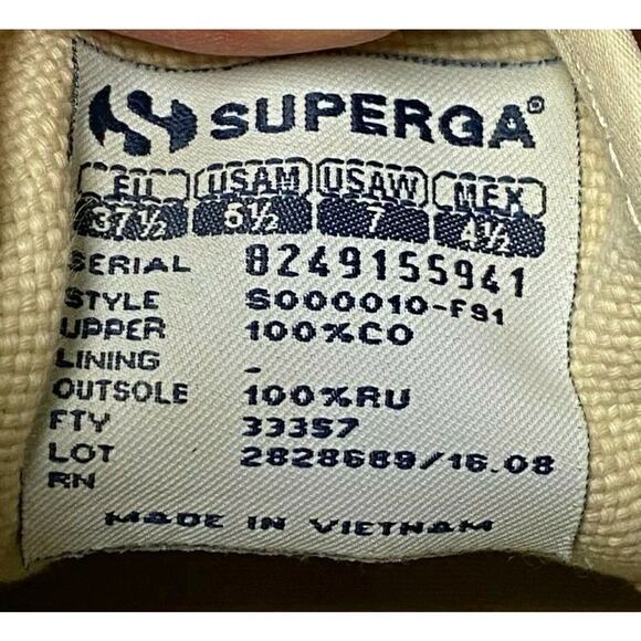 Superga Cotu Casual Canvas Sneakers Shoes Beige Men’s 5.5 / Women’s Size 7 - Picture 8 of 8